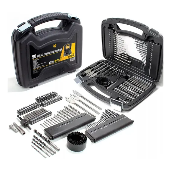 Jogo Kit Bits Brocas Serra Copo 90 Peças Fasterr Fst004 Foto 1