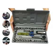 Jogo Kit Chave Soquete Catraca Cachimbo Reversível 40 Peças Foto mini 2