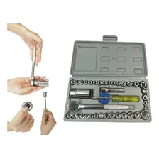 Jogo Kit Chave Soquete Catraca Cachimbo Reversível 40 Peças Foto mini 4