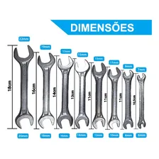 Jogo Kit De Chaves Fixa Boca 8 Peças 6 A 22 Mm Aço Carbono Foto mini 2
