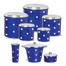 Jogo Lata Porta Detergente Kit Pia Alumínio Vermelho Poa Cor Azul Foto  mini 1