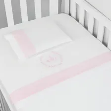 Jogo Lençol Berço Americano 3 Pçs 100% Algodão Realeza Coroa Cor Poá Rosa Foto mini  2