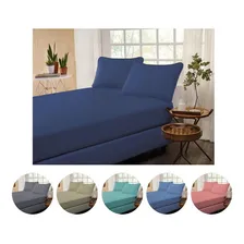 Jogo Lençol Cama Casal Box Com Elastico 3 Pçs Malha Algodão Foto mini 2