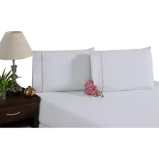Jogo Lençol Cama Casal Ponto Palito 400 Fios Branco 3 Peças Foto  mini 1