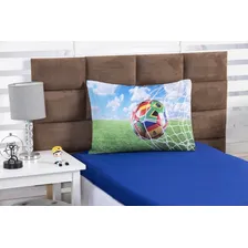 Jogo Lençol Cama Solteiro 2peças Infantil Personagens Quarto Cor Azul Desenho Do Tecido Futebol Foto mini 2