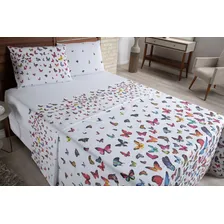 Jogo Lençol Casal Queen Estampado 4 Peças Percal 400 Fios Cor Borboleta Foto mini 3
