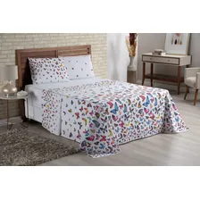 Jogo Lençol Casal Queen Estampado 4 Peças Percal 400 Fios Cor Borboleta Foto mini 2