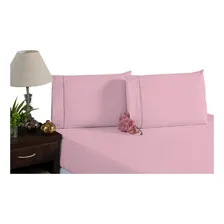 Jogo Lençol Com Elástico Casal 3 Peças 100% Algodão Rosa Foto mini 2