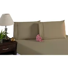 Jogo Lençol Queen 400 Fios Poliéster Elástico 3pçs Caqui Foto  mini 1
