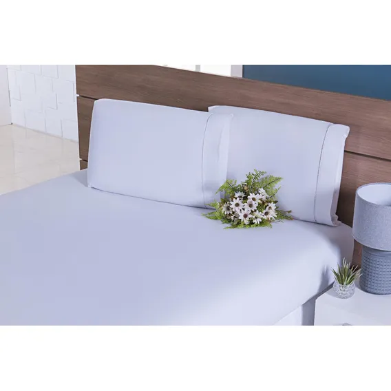 Jogo Lençol Queen Size 3 Peças 100% Algodão 200 Fios Branco Foto 1