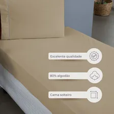 Jogo Lençol Solteiro 2 Pçs 140 Fios Ponto Palito Cor Cáqui Foto mini 2