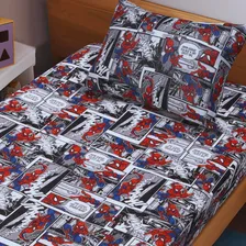 Jogo Lençol Spider Cartoon C/ Elástico Menino Solteiro 2 Pçs Foto mini 4