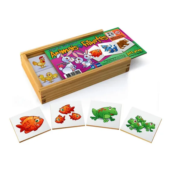 Jogo Memória De Animais E Filhotes Educativo 40 Peças Foto 1