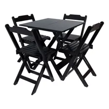 Jogo Mesa 70x70 Com 4 Cadeiras Para Bar Restaurantes Rei Sol Cor Preto Foto  mini 1