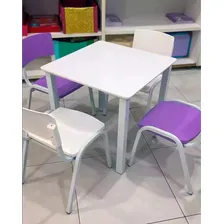 Jogo Mesa Infantil Com 4 Cadeiras Azul Brinquedoteca Escola Foto mini 2