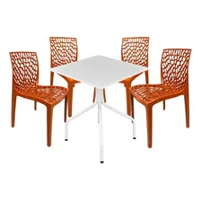 Jogo Mesa Quadrada 70x70 C/ 4 Cadeiras Gruvyer Sorveteria Cor Terracota Foto  mini 1