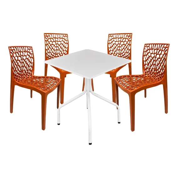 Jogo Mesa Quadrada 70x70 C/ 4 Cadeiras Gruvyer Sorveteria Cor Terracota Foto 1