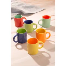 Jogo Mini Canecas Coloridas Para Café 6 Pçs 80ml Mimo Style Foto mini 4