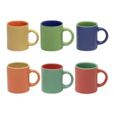 Jogo Mini Canecas Coloridas Para Café 6 Pçs 80ml Mimo Style Foto  mini 1