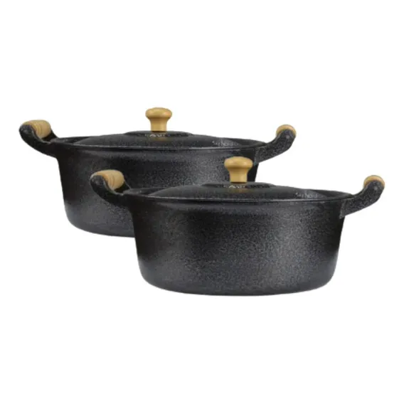 Jogo Panela Caçarola Alumínio Fundido Craqueado 22 E 24cm Foto 1
