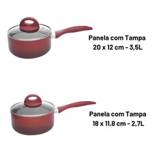Jogo panelas 4 peças ceramic life Smart Plus vermelho Brinox Foto mini 3