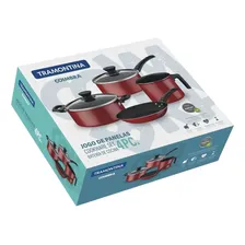 Jogo Panelas 4 Peças Coimbra Vermelho Tampa Vidro Tramontina Foto mini 4