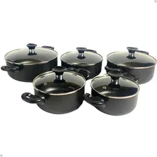 Jogo Panelas Conjunto Antiaderente 5 Peças Caçarola Teflon Cor Preto Foto  mini 1
