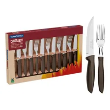 Jogo Para Churrasco Tramontina Inox Plenus 12 Pç Marrom Foto mini 1