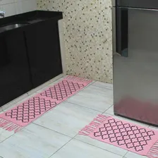 Jogo Passadeira Tapete Conjunto Cozinha Geometrico Rosa Foto mini 4