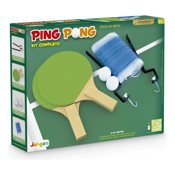 Jogo Ping Pong Kit Completo Raquete Bola Suporte Rede Junges Cor Colorido Foto 1