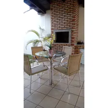 Jogo Poltrona E Mesa Fibra Sintética Vime Varanda Externa Estrutura Opcional Foto mini 4