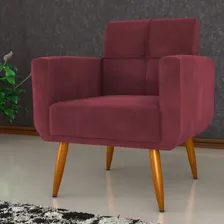 Jogo Poltrona E Puff Para Sala Hazen Veludo Vinho Foto mini  2
