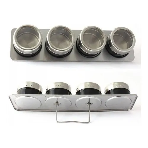 Jogo Porta Condimentos Magnéticos 5 Peças Cor Inox Foto 1