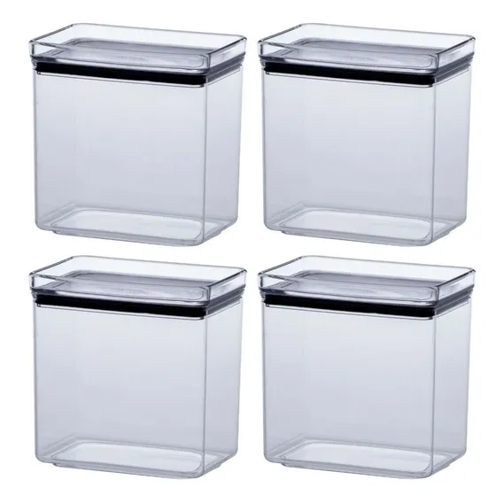 Jogo Potes Herméticos 4un 1300ml Empilháveis Foto 1