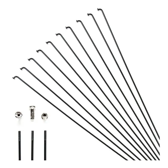 Jogo Raio 290 X 2.0mm Bicicleta Preto Inox 72 Un C/ Niples Foto 1