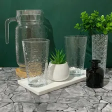 Jogo Refresco Martelado Vidro 5 Peças Jarra 2l + Copos 480ml Cor Transparente Foto mini 2