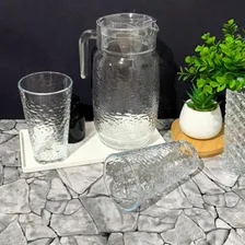 Jogo Refresco Martelado Vidro 5 Peças Jarra 2l + Copos 480ml Cor Transparente Foto mini 3