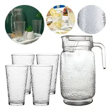 Jogo Refresco Martelado Vidro 5 Peças Jarra 2l + Copos 480ml Cor Transparente Foto mini 1
