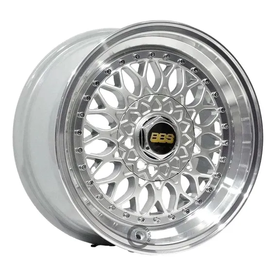 Jogo Roda Bbs Rs Aro 15 Tala 7 4x100 4x108 Borda Gts Cor Prata Diamantada Foto 1