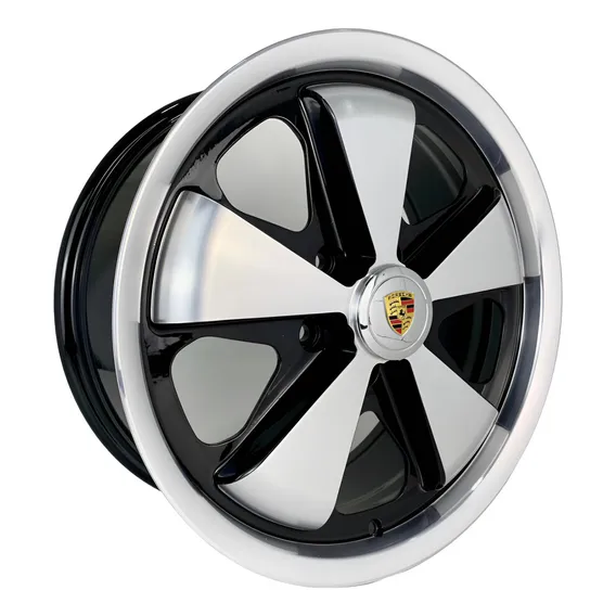 Jogo Roda Fuchs Aro 17 Porsche 5x112 + Bicos Cor Preta Diamante Foto 1