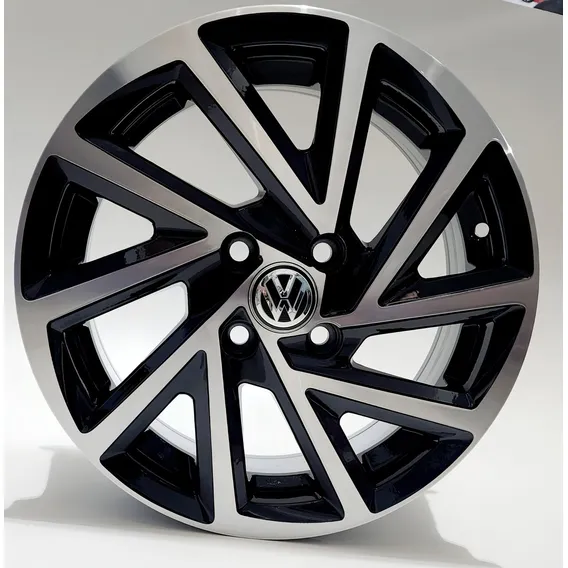 Jogo Rodas Aro 14 Vw 4x100 R-seven Zk780 Gol Parati Saveiro Cor Preto Diamante Foto 1