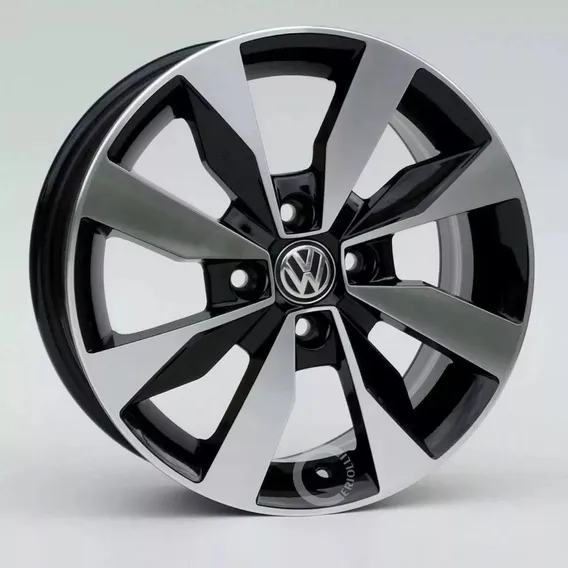 Jogo Rodas Aro 14 Vw 4x100 Saveiro Gol + Bicos Cor R74 Preto Diamantado 4x100 Foto 1