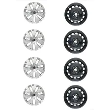 Jogo Rodas Ferro Aro 16 5x100 C/calotas Golf Fox Polo Tcross Cor Preto Foto mini 1