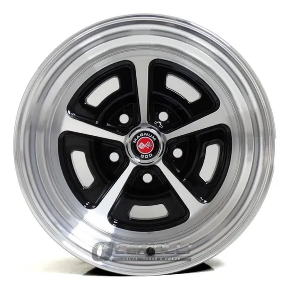 Jogo Rodas Magnum 500 Aro 15 15x7 E 15x8 Dodge Maverick Cor Preto Diamantado Foto 1