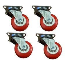 Jogo Rodízio Giratório Rodinha Vermelho 2 1/2 4pçs Bestfer Foto mini 1