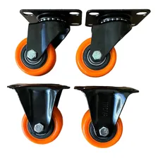 Jogo Rodizios 210 50mm 2 Polegadas - 2 Girat贸rios E 2 Fixos Cor Das Rodas Laranja Foto mini 1