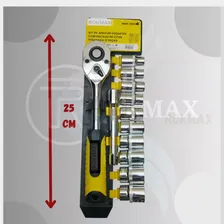 Jogo Sextavado Chave Soquete 1/2 Com Catraca Reversível 12 Pcs E Extensão Kit Oficina Mecânica Foto mini  3