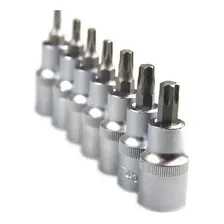 Jogo Soquete Torx Bits Curto 07 Peças Crv T20 A T55 Corneta Foto  mini 1