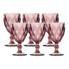 Jogo Taças Água Vinho Vidro Diamante Lilás 260ml Class Home Foto mini 1