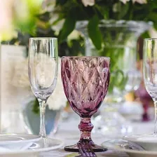 Jogo Taças Água Vinho Vidro Diamante Lilás 260ml Class Home Foto mini 4